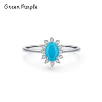 simple crown female ring pure s925 sterling silver natural turquoise elegant fashion rings for women wedding engagement jewelry