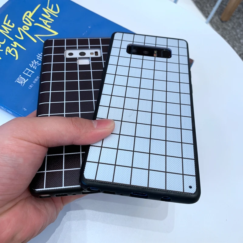 Для Samsung Galaxy S8 S9 S10 S10e J4 J6 Note 9 10 Plus M10 M20 M30 простой черный белый Клетчатая Сетка