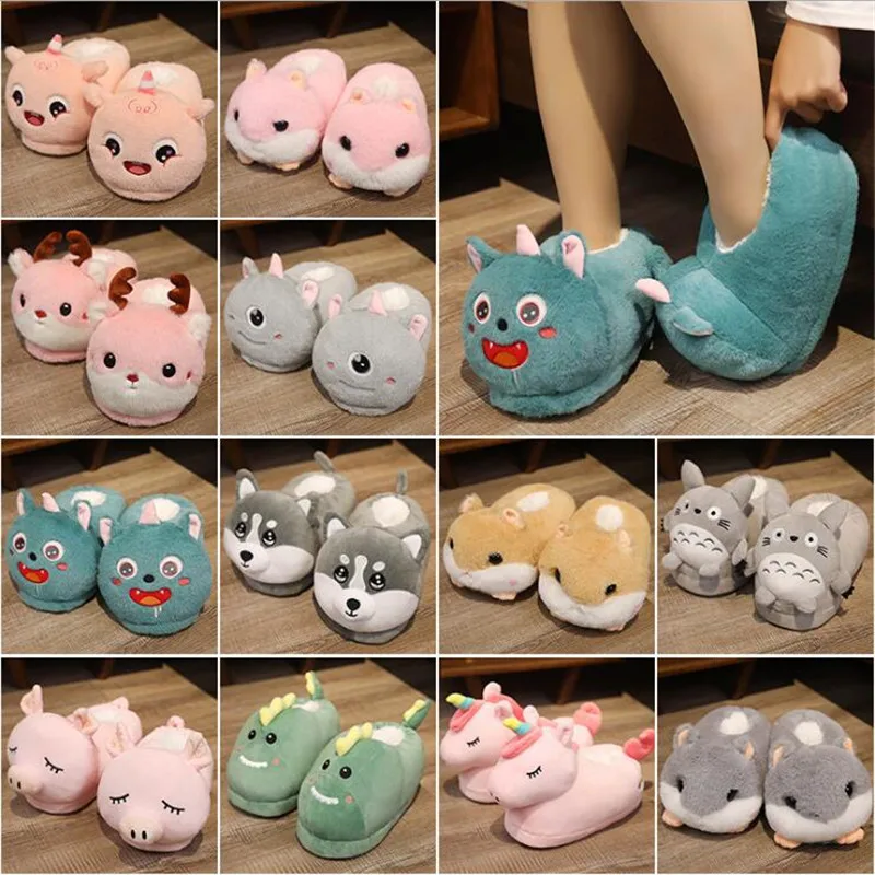 

Winter Girl Cartoon Cotton Slippers Couple Cute Warm Plush Shoes Men's Indoor Comfortable Home Slides Women Soft Furry Slipp