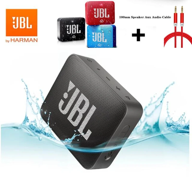 

Original JBL GO 2 Wireless Bluetooth Speaker Mini IPX7 Waterproof Outdoor Speaker With Microphone boombox + Aux Audio Cable