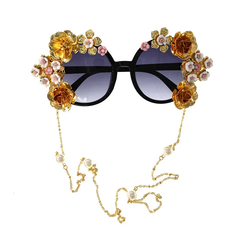 

Luxury Handmade Carving Flower Sunglasses Women Cat Eye King Chain Sun Glasses Female Oculos Feminino Lentes Gafas De Sol Mujer