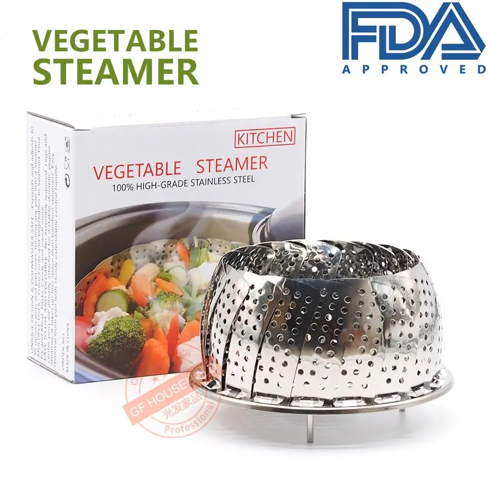 Складной для овощей из нержавеющей стали пароварка 9 дюймов скороварка и