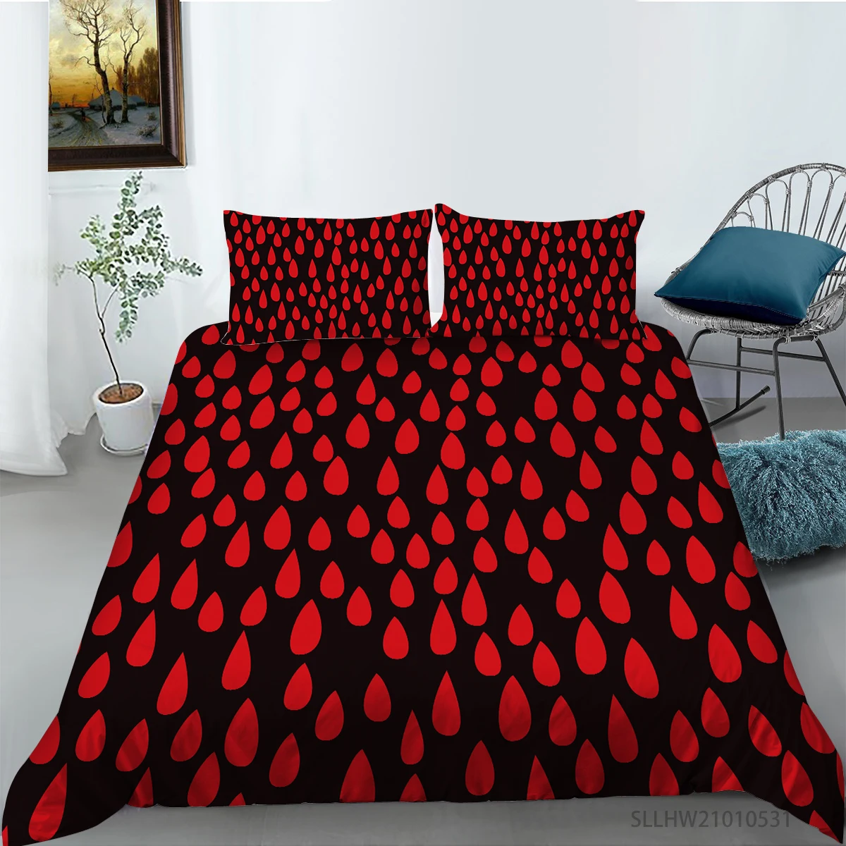 

3D Red Polka Dot Pattern Printing Bedding set Quilt cover with pillowcases Bedclothes 2/3pcs Single Double Queen King sizes