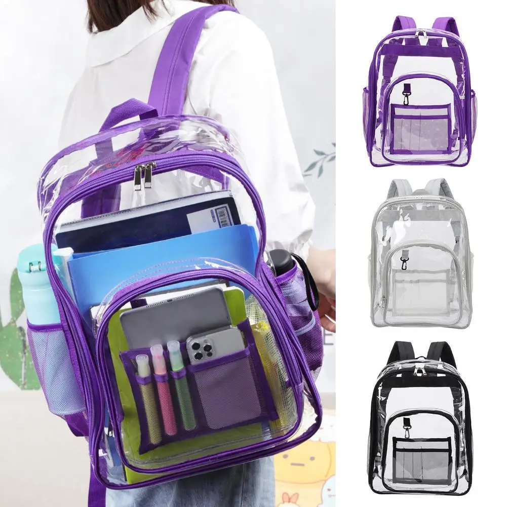 Прозрачный Водонепроницаемый школьный ранец из ПВХ, модные вместительные прозрачные дорожные рюкзаки для девочек-подростков