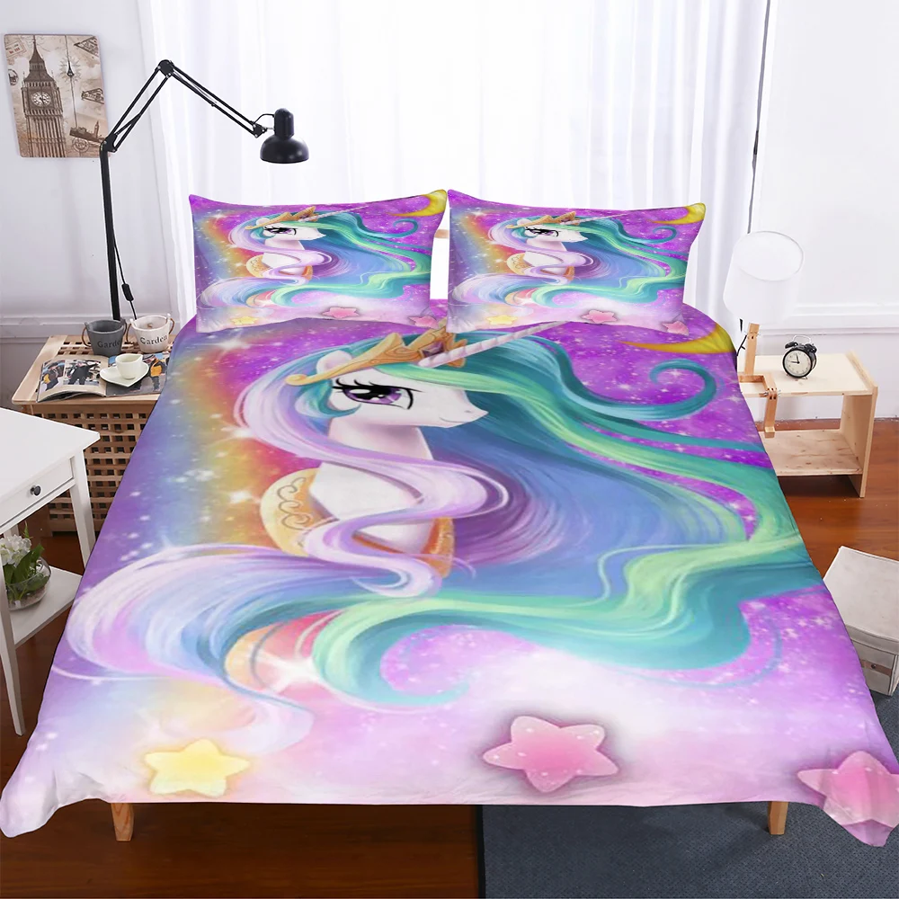 Unicorn Pink Bedding Set Bedroom Decor Girls Gifts Kids Duvet Comforter Cover Quilt Cover 2/3 Pieces Bedsprea Pillowcases