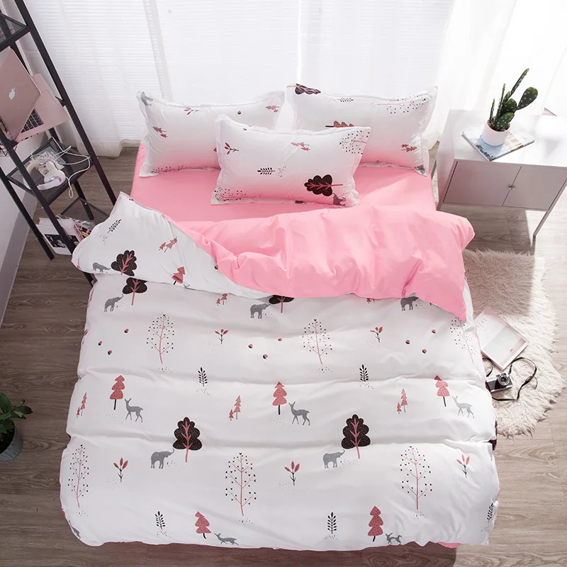 С цветочным принтом 4 шт. комплекты постельного белья пододеяльник одеяла