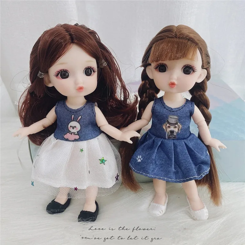 

Новый 2 шт./компл. 16 см BJD кукла 13 шарнир 1/12 комбинация кукла может быть одевается повседневная одежда обувь без шнурков аксессуары девушка иг...