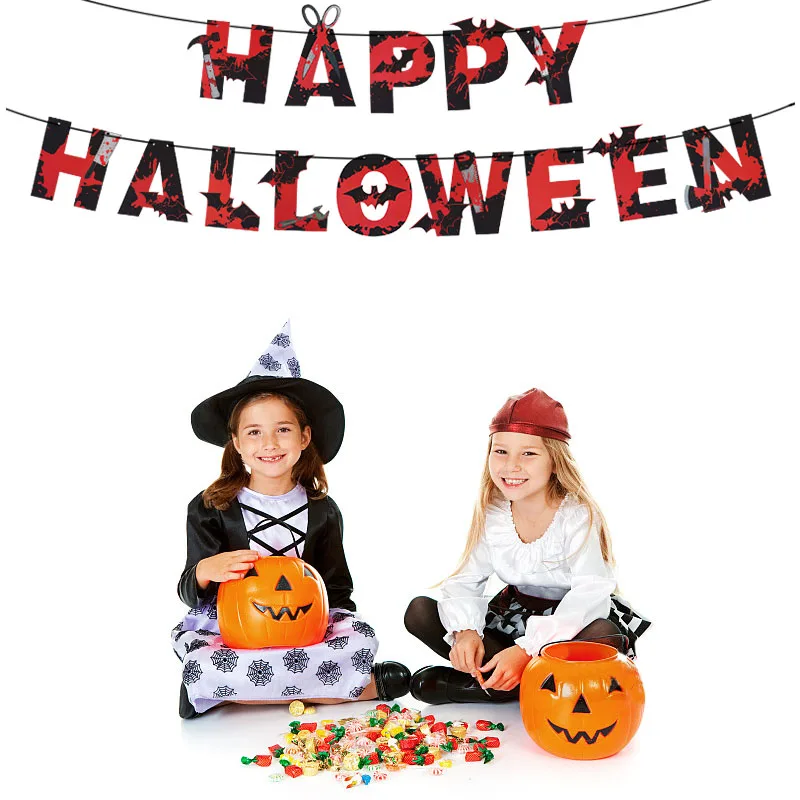 Страшная кровавая гирлянда на Хэллоуин дневные флаги страшные ножи Бумажная с