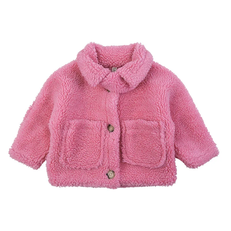 

Girls' Stand Collar Plush Coat Jacket 2020 Korean Style Winter Clothes Baby Western Style Coat Children's Clothing