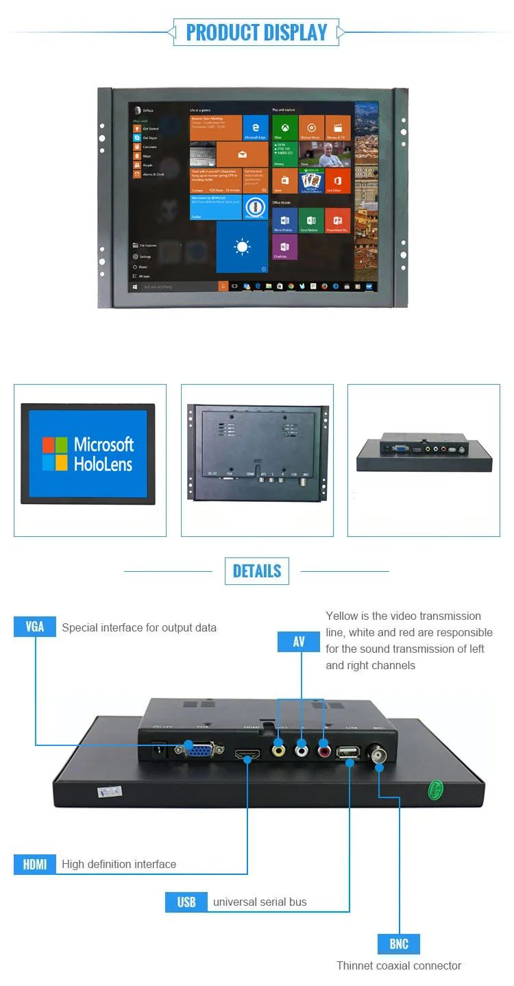 8 дюймов HDMI сенсорный монитор TFT lcd HD цветной экран монитор 4:3 1024x768 с AV/VGA/HDMI/BNC/USB входом для домашней безопасности CCTV PC
