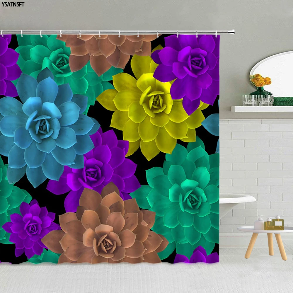 

Cactus Shower Curtain Colorful Plant Print Bathroom Curtain Home Decor Wall Hanging Curtain with hook Polyester Cloth Fabric