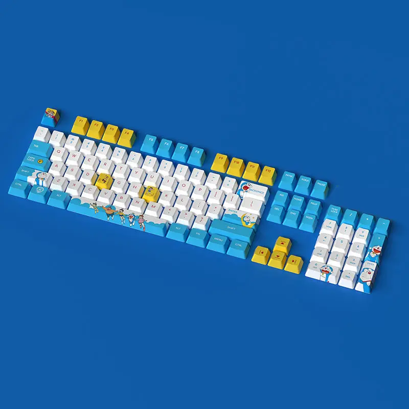 PBT Сублимация Doraemon Keycap Милая персональная мультяшная механическая клавиатура с