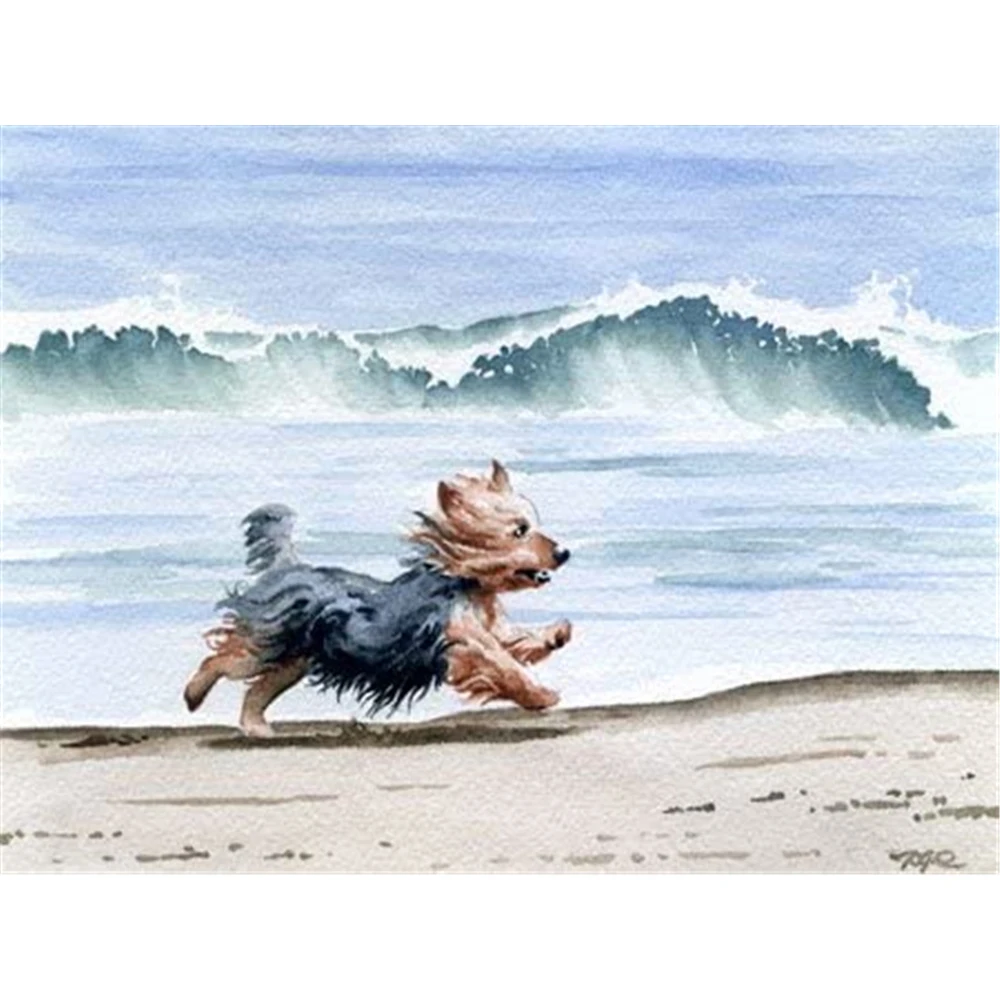 Ткань с принтом животного йоркширского терьера 11CT Набор для вышивки крестиком