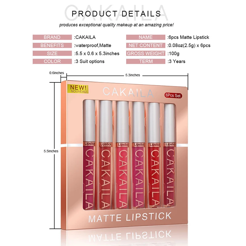 

Longlasting Matte Liquid Nude Lipstick Set Waterproof Non-stick Cup Lip Gloss Not Fade Lip Glaze Kit Valentines Day Gifts