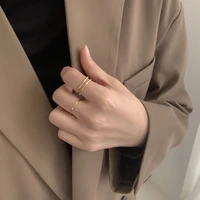 gold color double layer joint rings set jewelry 2021 new trend simple fashion anel women statement all match elegant ring