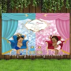 Фон для фотосъемки с принцем или принцессой Королевский пол розовая синяя занавеска для вечеринки в честь рождения ребенка декорация баннера