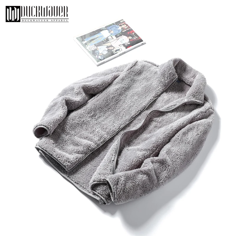 

Duckwaver Men Warm Zipper Jacket Winter Male Fleece Warm Coats Casual Streetwear Fashion Men Jackets Mens Clothing Size L-5XL