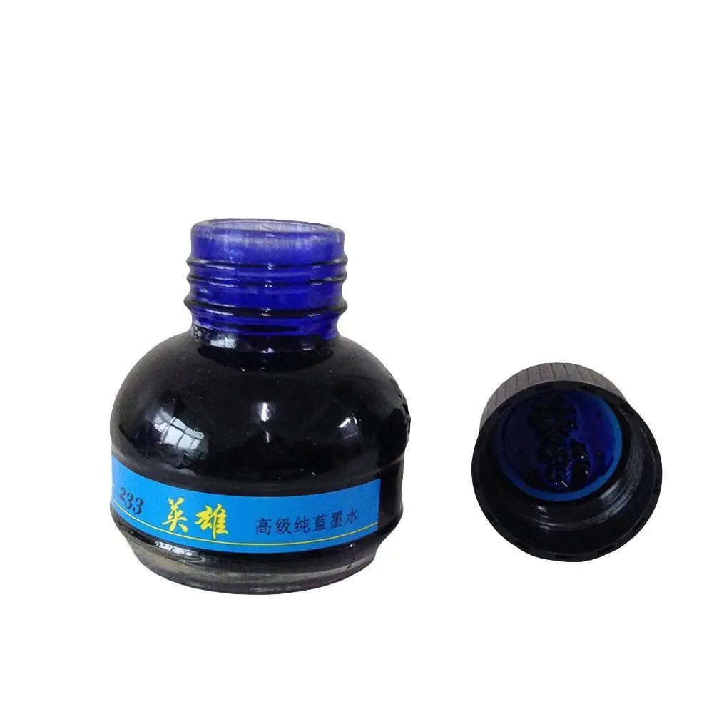 

60ml Bottled Blue Fountain Pen Ink Hero 233 Writing Stationery Fountain Supplies Ink Office Student Refill Glass School Smo S1U8
