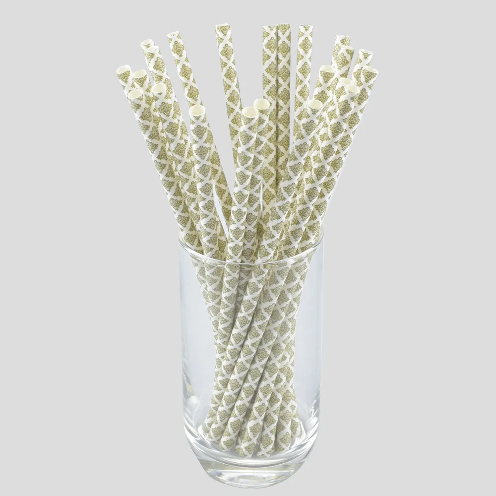 Amazon Cross Border Business Gold European Version of Stained Paper Straw Wedding Disposable Environmentally Friendly Kraftpaper