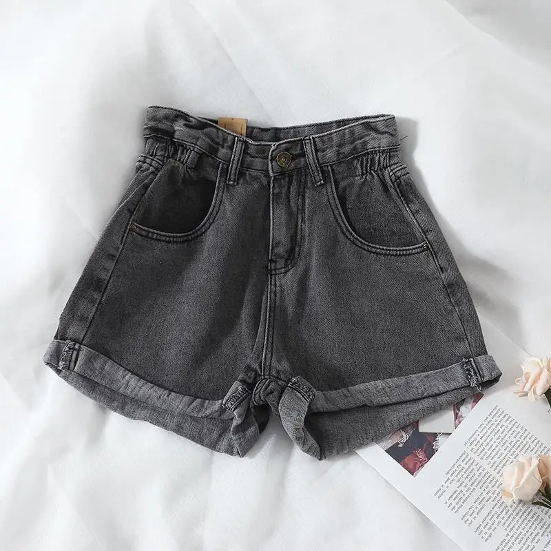 

Women's denim shorts 2021 new high-waist shorts women casual loose ladies fashion large size elastic waist wide-leg short jeans