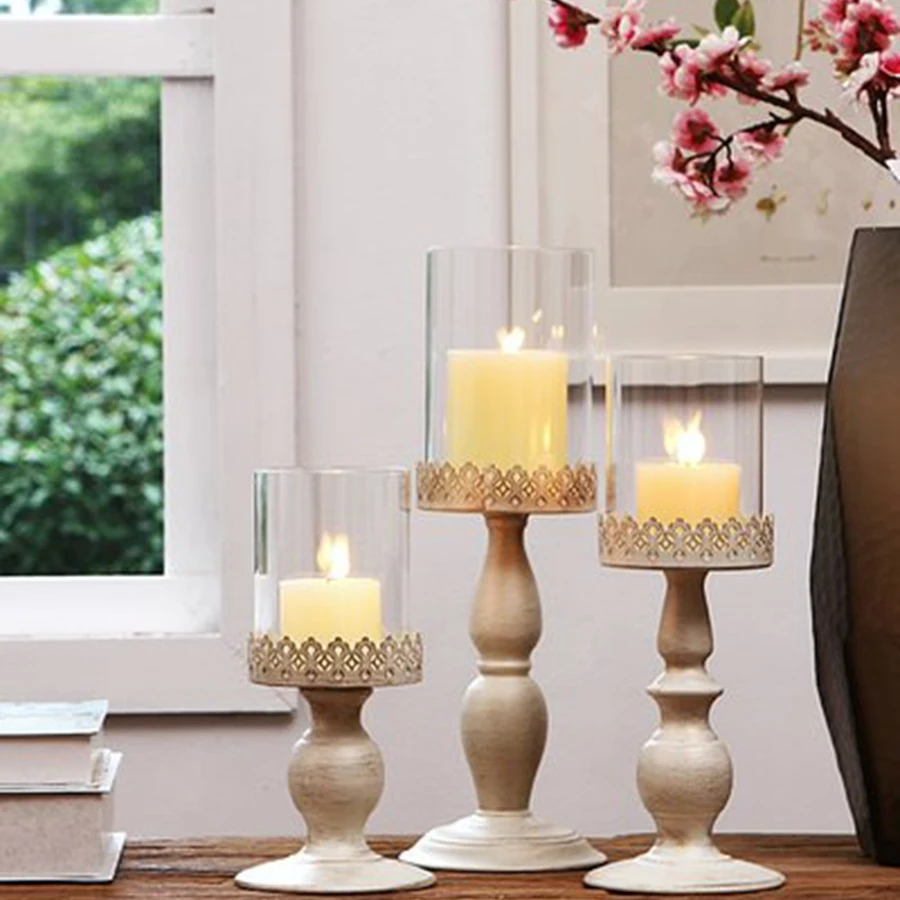 European Iron Candle Holder Metal Glass Retro Romantic Valentines Day Decor Centerpieces Centros De Mesa Nordic Home 60K42 | Дом и сад