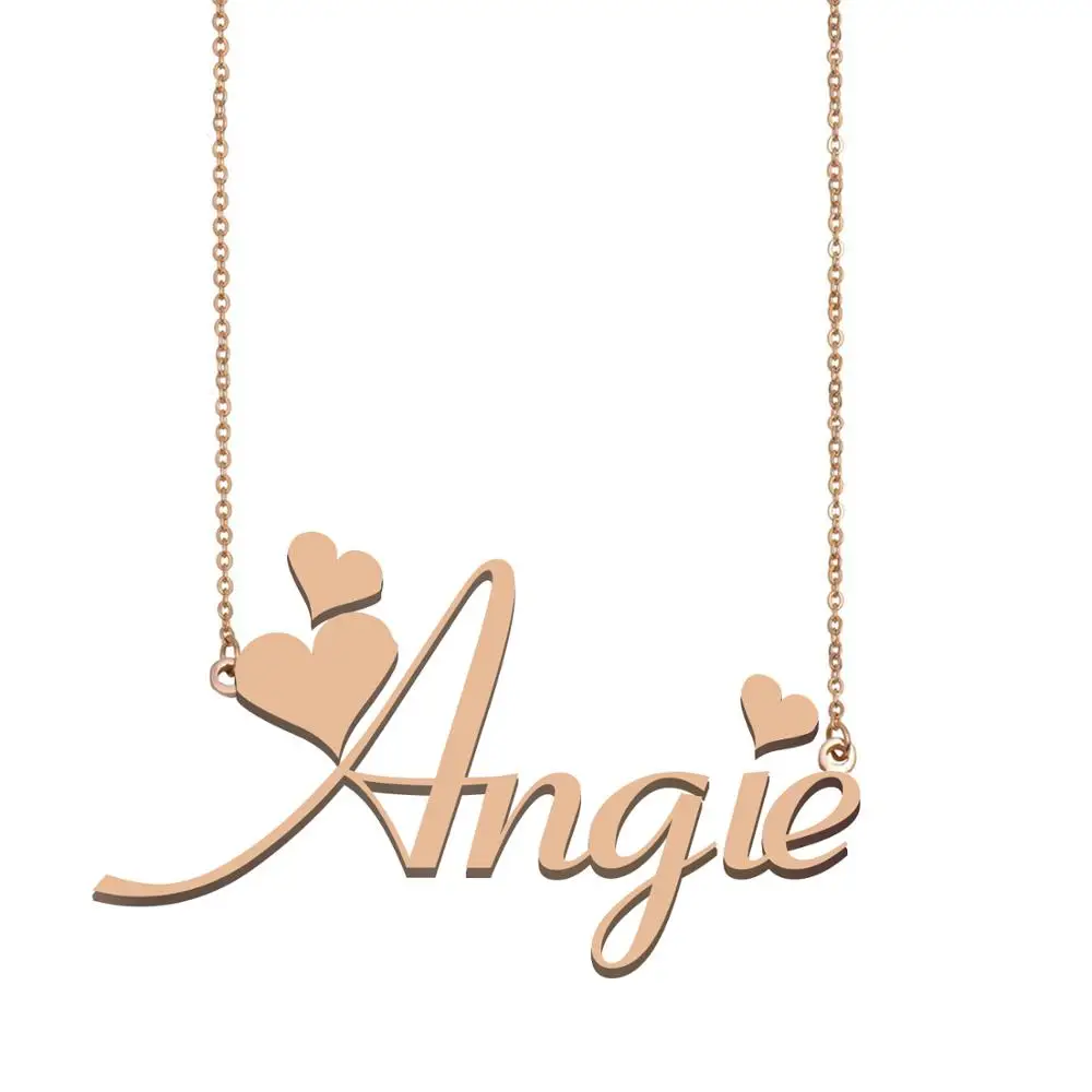Custom Personalized Angie Pendant Name Necklace Gold Steel for Women Girls Best Friends Birthday Christmas MOM Mother's Day Gift