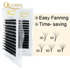 Ресницы Quewel автоматические для наращивания, быстро цветущие ресницы, легкие цветущие ресницы, 0,03-0,10 мм, шелковые Накладные ресницы ручной работы