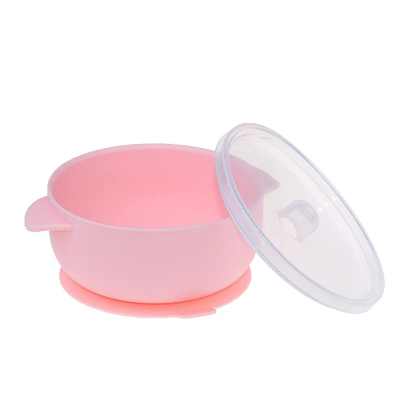 BPA-Free Silicone Baby Suction Food Bowl with Lid Spill-resistance Sucker Plate | Мать и ребенок