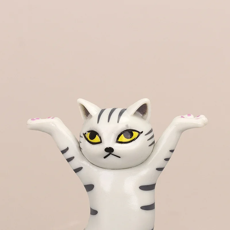 

5pcs The Cat Lifted The Dancing Cat Pen Holders Mobile Phone Holder Handmade Model Ornaments School Office Supplies