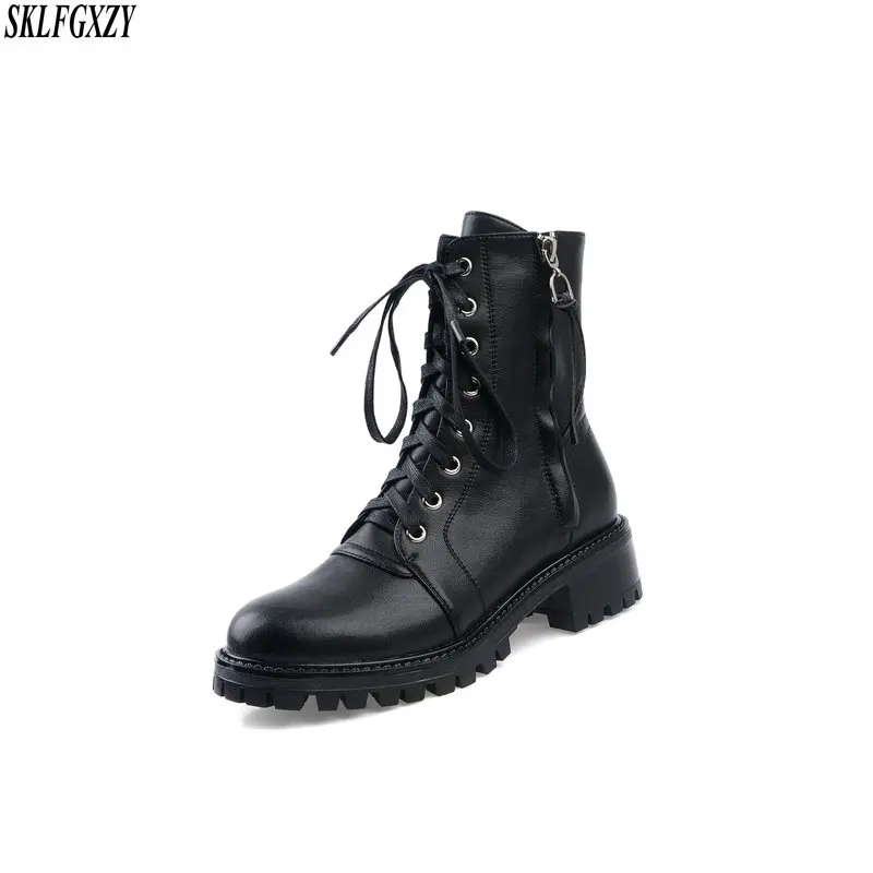 Женские ботильоны из натуральной кожи Martens черные повседневные мотоциклетные