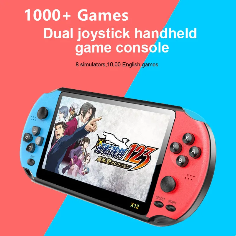 

Gift X12 5.1 Inch Retro Game Console Handheld 64GB 2500mAh Video Double Rocker Built-in 1000+ Classic Game Support TF Card Game