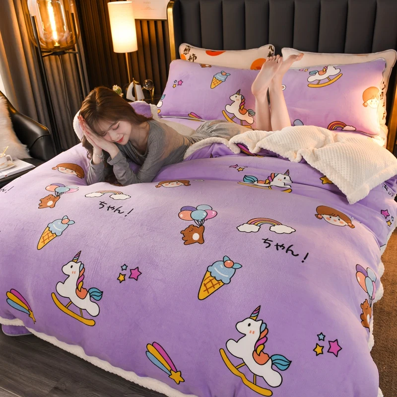 Зимнее одеяло с двойным пододеяльником домашний текстиль фланелевое покрывало 1