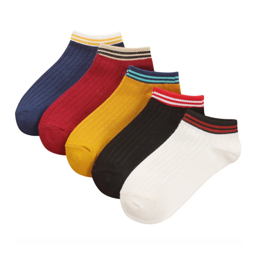 Женские короткие носки полосатые с узором повседневные хлопковые Calcetines
