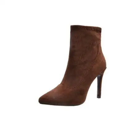 

suede short boots velvet women's boots 2019 slim-heeled pointed boots high-heeled