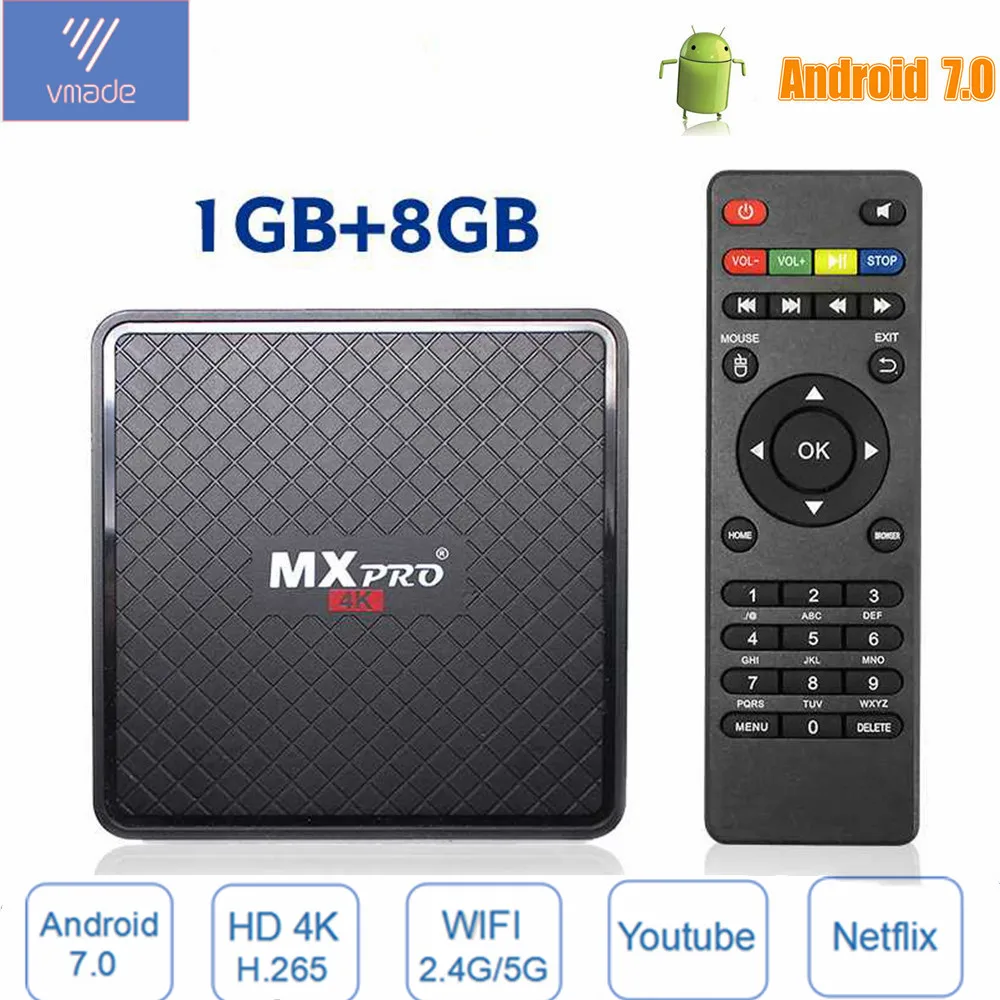 Vmade Смарт Мини ТВ приставка Android 7,0 четырехъядерный UHD 4K Allwinner H3 1+ 8 Гб IP ТВ приставка поддержка 1,0 ГГц Wifi Goolge tv Netflix