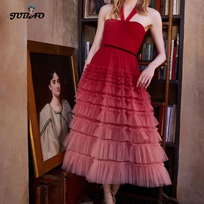 с открытыми плечами Платье облегающее платье-пачка красным градиентом из фатина