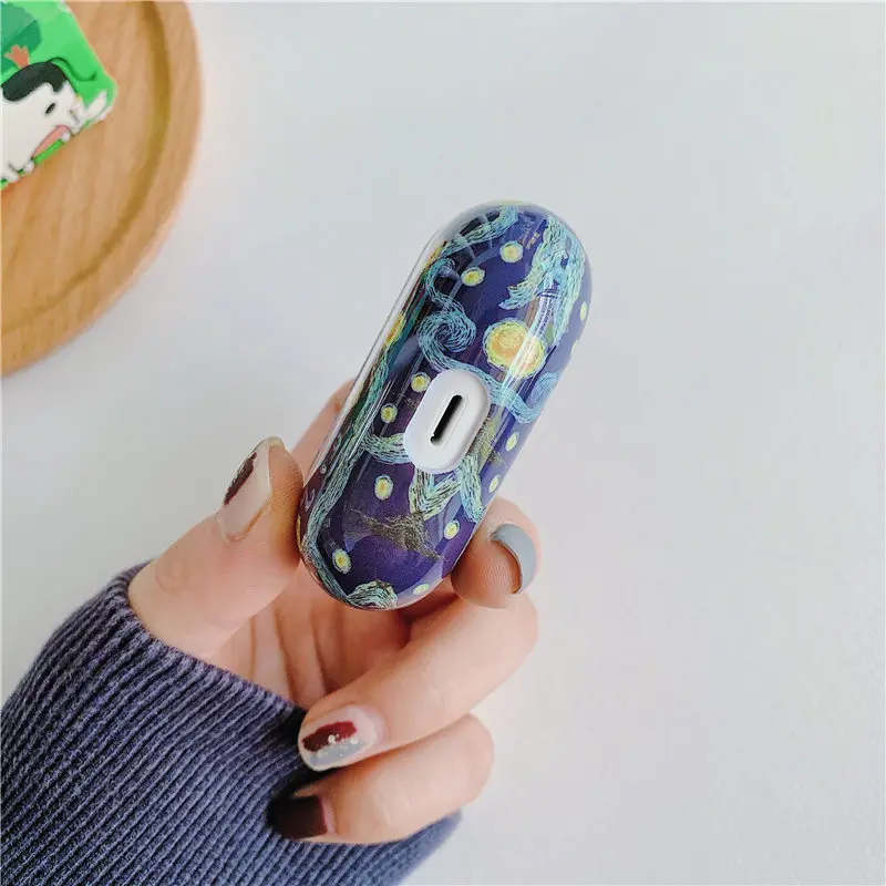 Художественный Рисунок Ван Гога чехол для наушников Airpods Pro Жесткий ПК Защитный 1 2