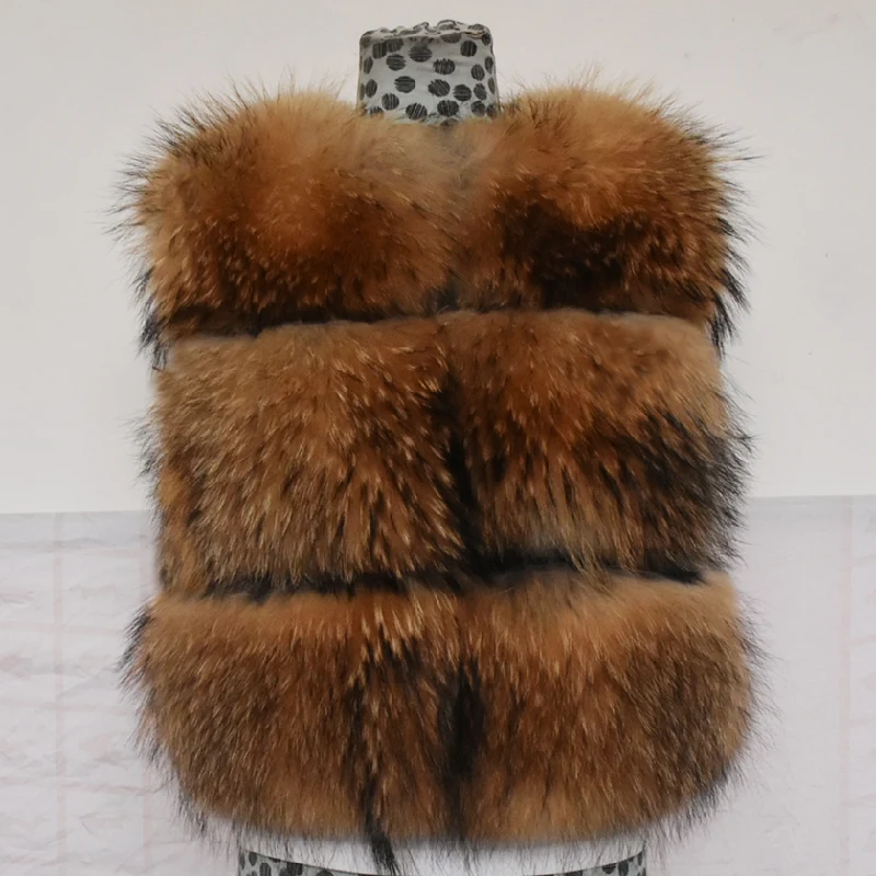 Women's Real Fur Vest Genuine Raccoon Fur Waistcoat Coats Women Winter Fashion Short Vest High Quality