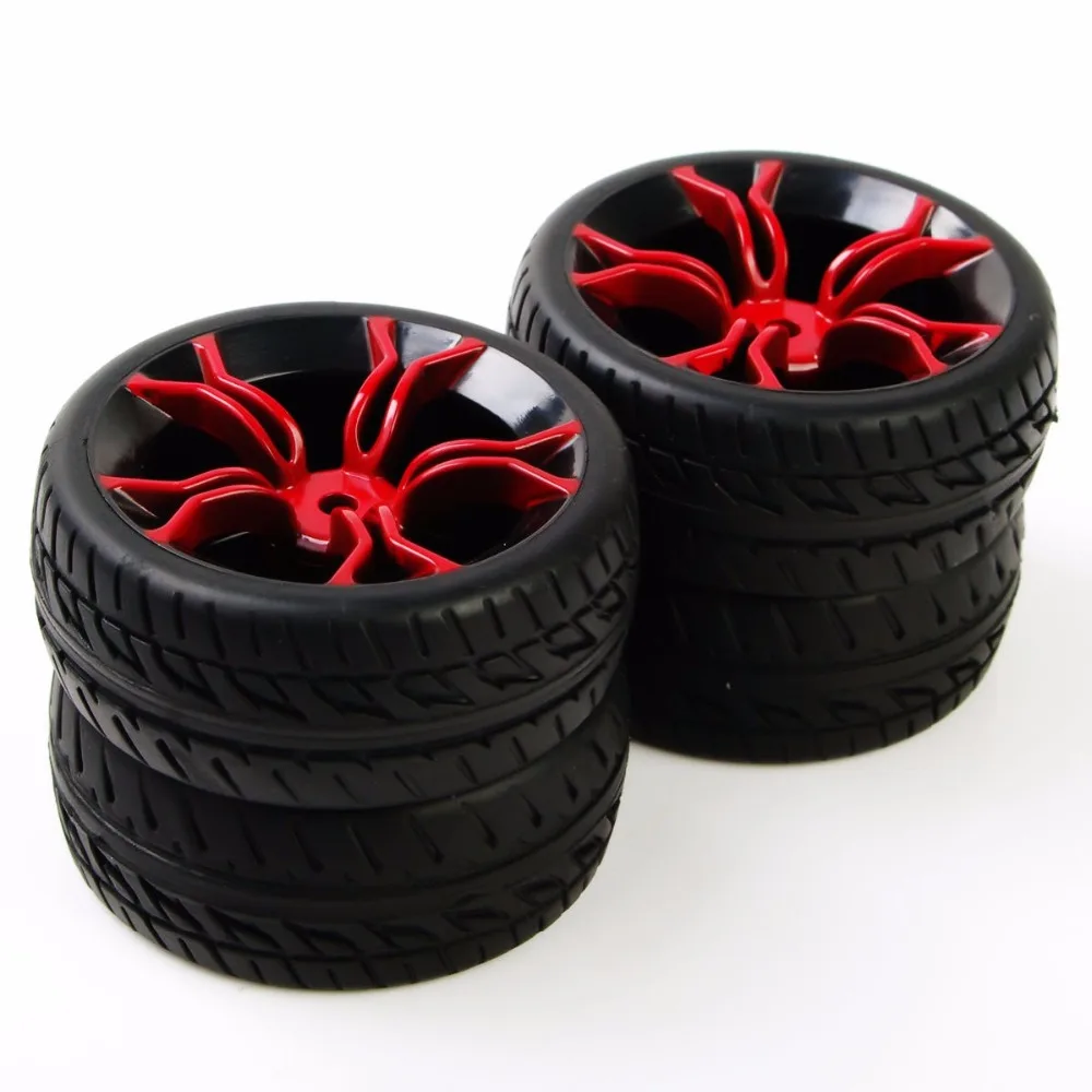

4PCS RC MPNKR+PP0150 1/10 Scale 12mm Hex Rubber Tyre & Wheel Rim For HSP HPI On-Road Car Accessory