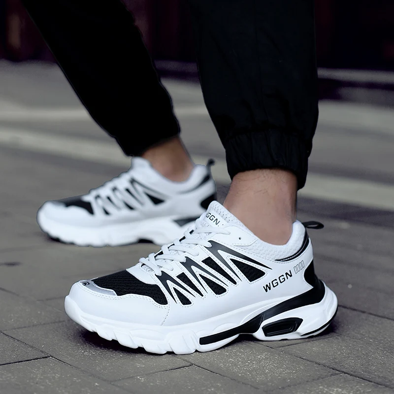 Хит продаж всесезонные кроссовки для бега мужские спортивные на шнуровке