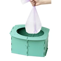 kids portable toilet seat green outdoor travel camping car folding potty toilet supplies with plastic bags for baby