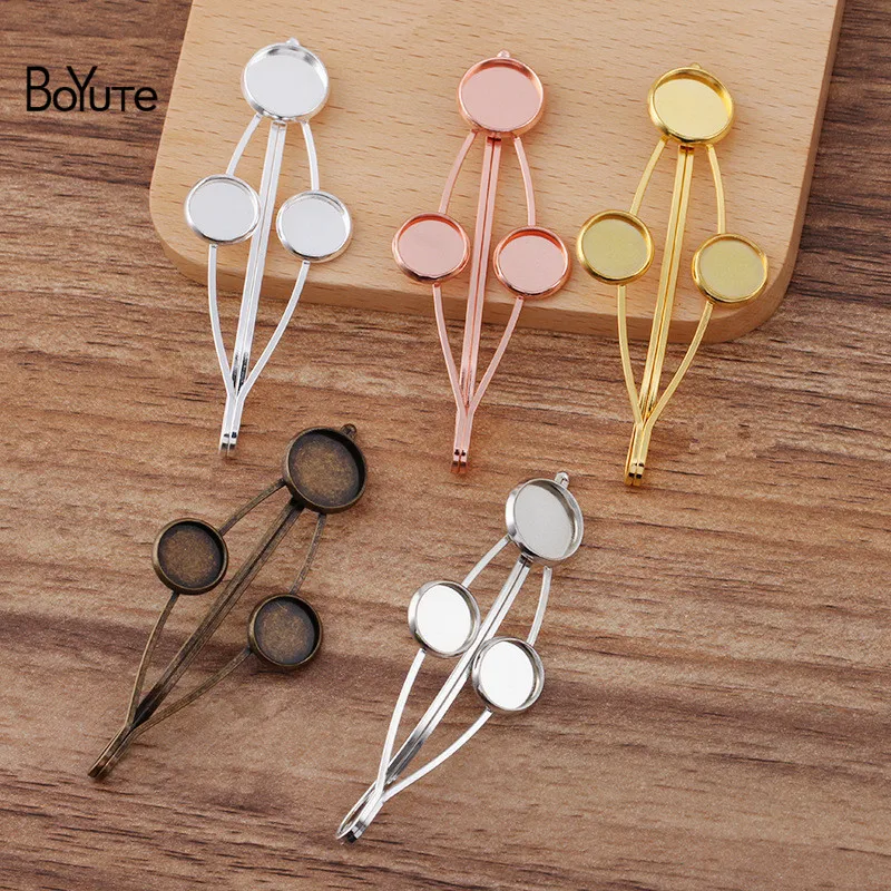 

BoYuTe (20 Pieces/Lot) 12MM 16MM Cabochon Base Hairpin Blank Settings Factory Direct Sale Diy Hair Accessories Materials