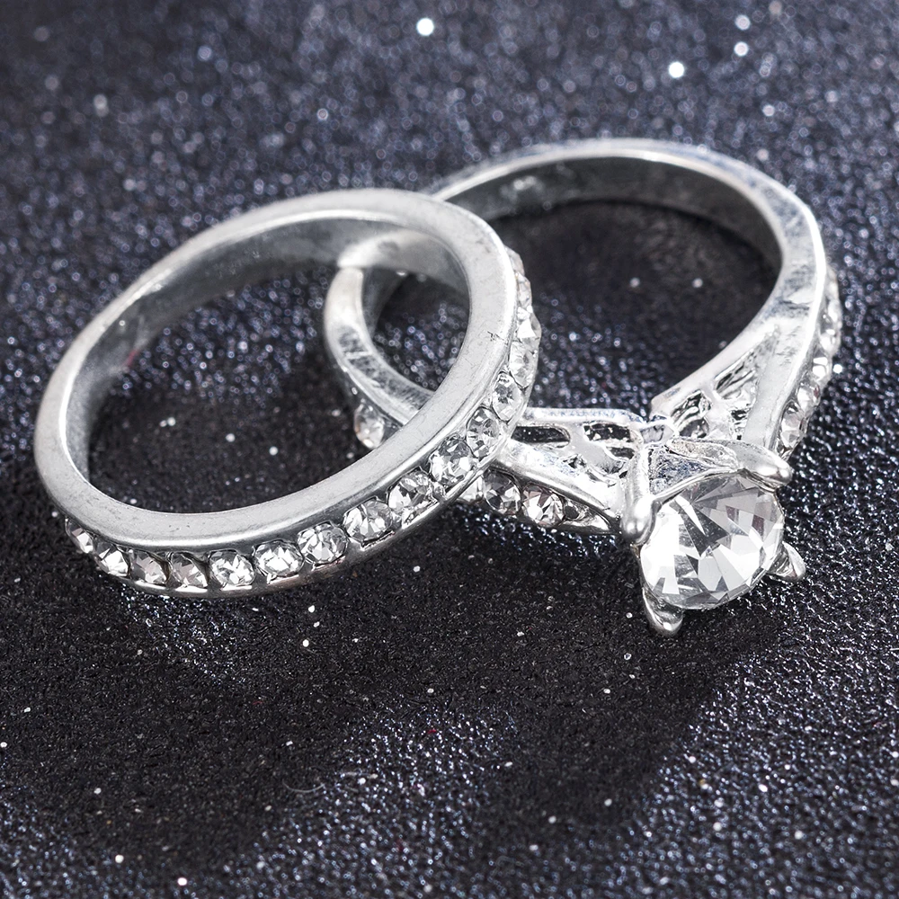 2 шт./компл. шар кольцо Bijoux Femme(украшения своими руками) Модные украшения Bijoux(украшения своими руками) с украшениями в виде серебристых кристаллов Обручение свадебные кольца для мужчин и женщин Anel
