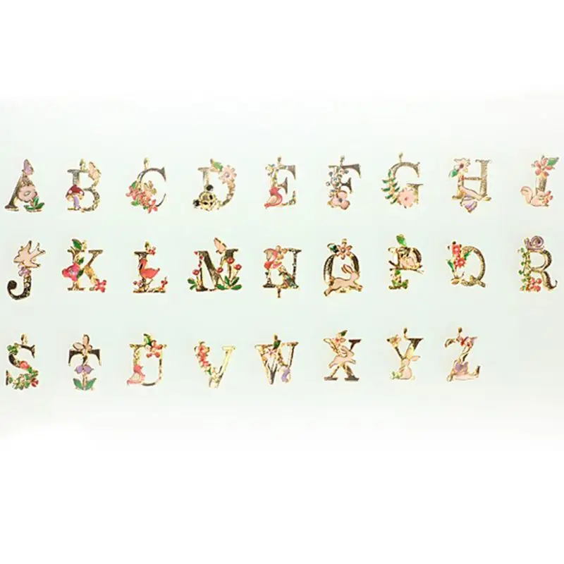 

26 Letters Initial A-Z Alphabet Charms Pendant Garden Fairy Tale Jewelry Making DIY Craft Letter Charms for Necklace Bracelet