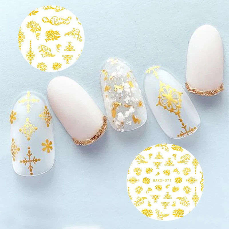 3D-Наклейки для ногтей Осенние самоклеящиеся черно-белые наклейки с листьями