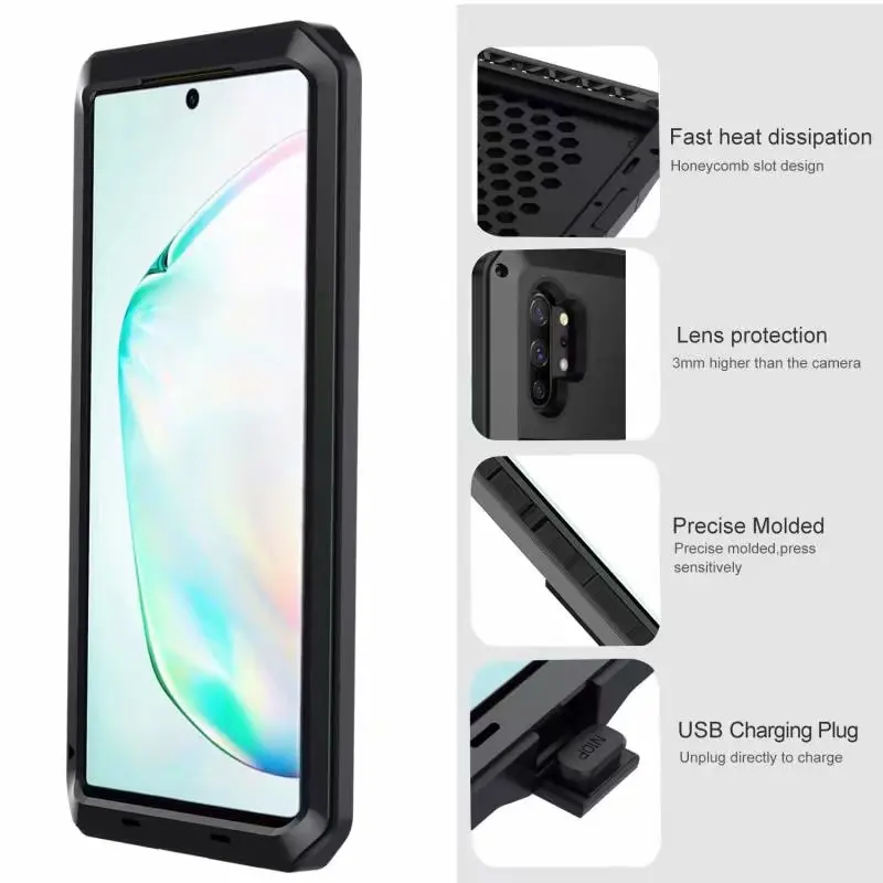 IP54 Водонепроницаемый чехол для Samsung Galaxy Note 10Plus 9 8 5 4 S полная защита металлический