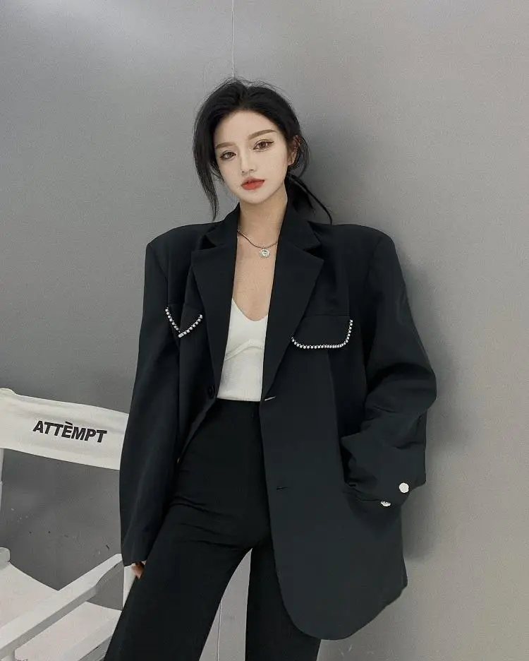 

Шикарный Блейзер офисный женский свободный пиджак Корейский костюм весна и осень Новая модная женская куртка