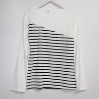 fashion new spring lady top tees m 3xl long sleeve women t shirts cotton printing striped o neck t shirt party gift
