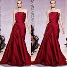 Темно-красные вечерние платья Zuhair Murad с оборками без бретелек, официальные женские платья для выпускного вечера, женское модельное платье с красной дорожкой