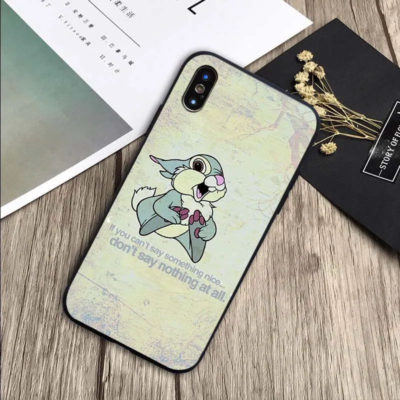 Bambi Thumper чехол мягкий силиконовый черный ТПУ Телефон чехол для iPhone 6 6plus 7 8 plus 5 5S SE X XR XS Max